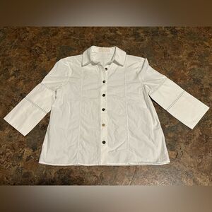 PARTOW 100% Cotton White Button Down Long Sleeve Shirt Size 0